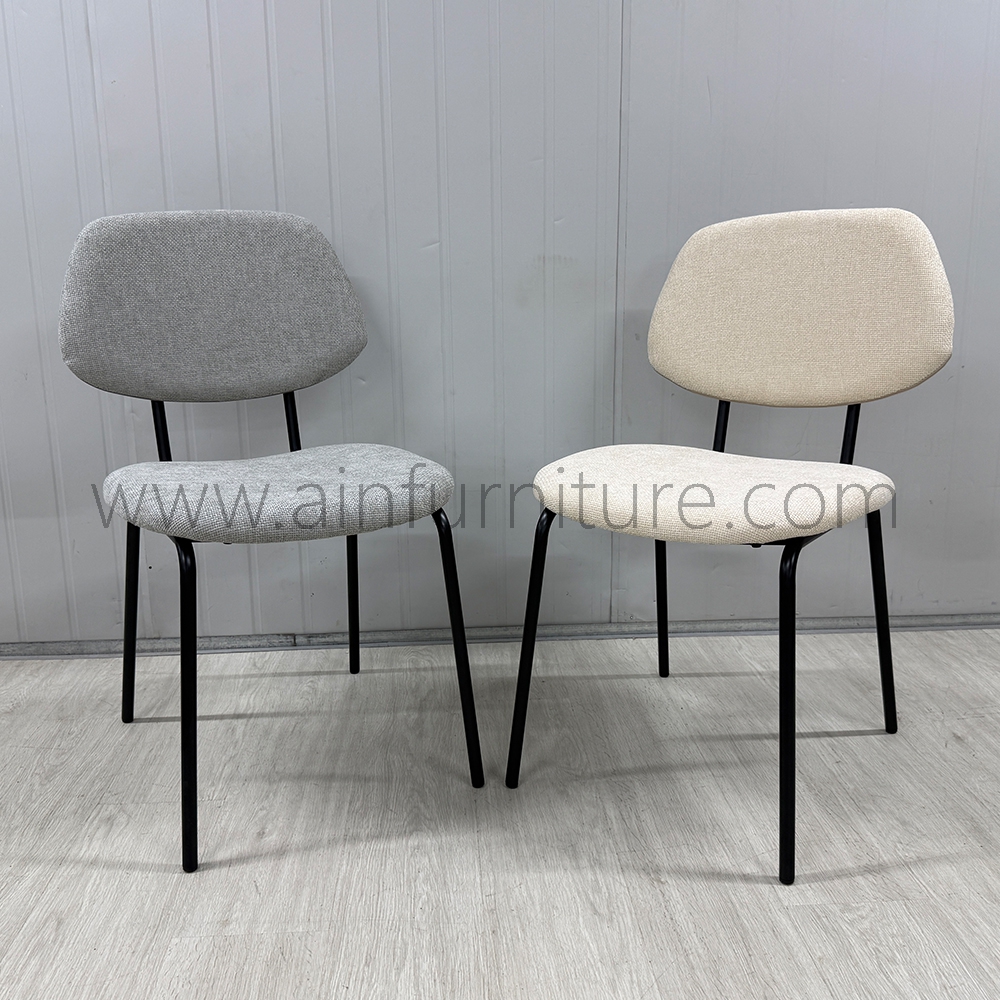 Home Dining Office Furniture Set of 2 Soft Beige Velvet Dining Chairs with Metal Base