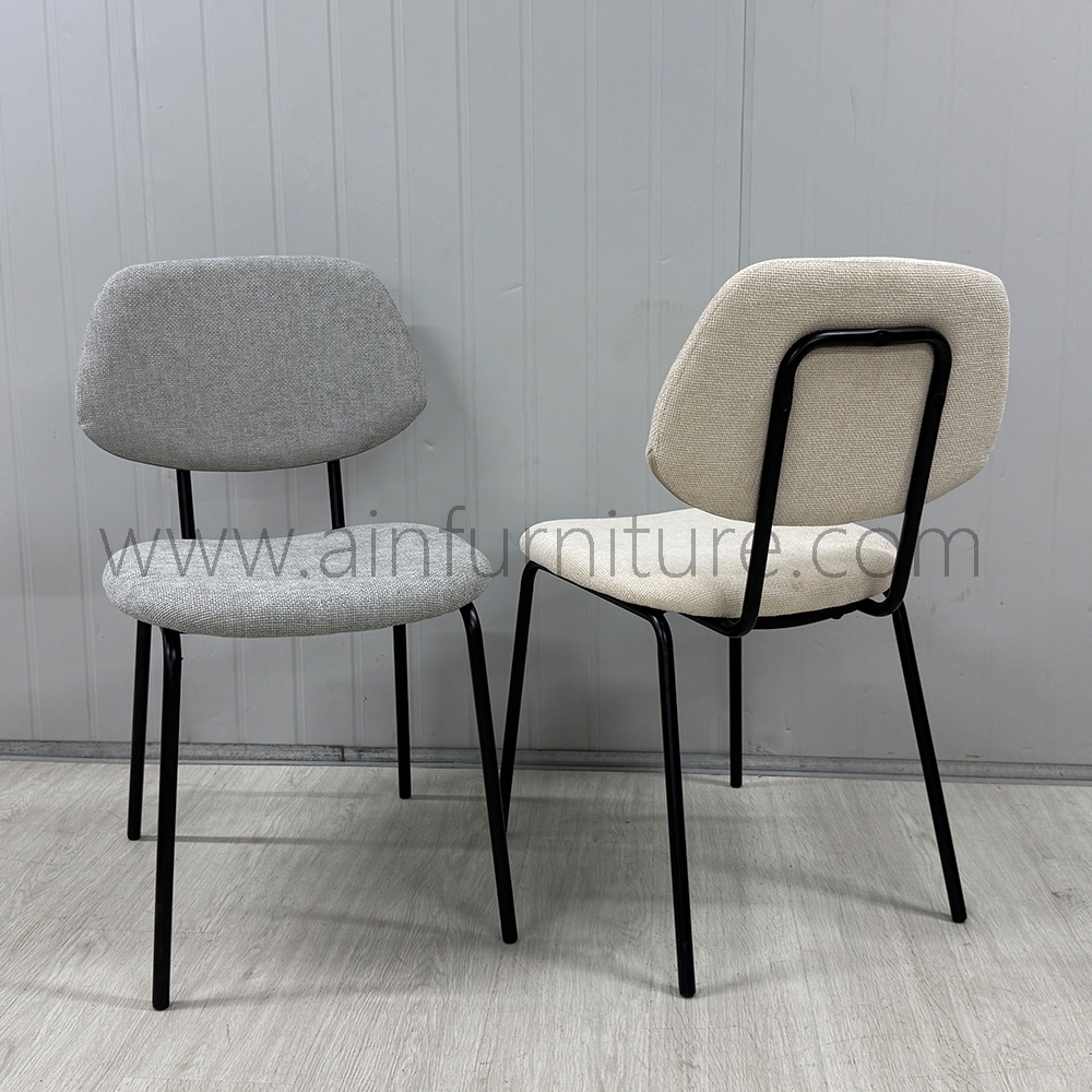 Home Dining Office Furniture Set of 2 Soft Beige Velvet Dining Chairs with Metal Base